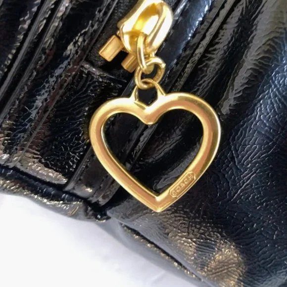 Coach Poppy Black Liquid Glam Patent Leather Tote - Picture 11 of 16